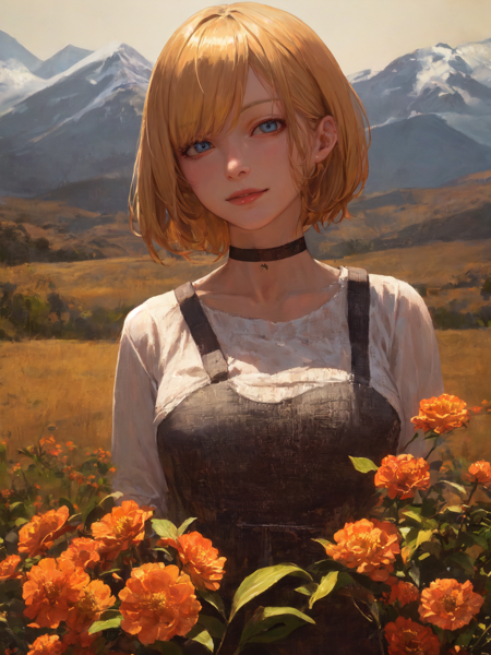 39434-1877258373-(realistic,painting_style,) mature, amelia watson, virtual youtuber, short hair, blonde, choker, masterpiece, best quality, cowb.png